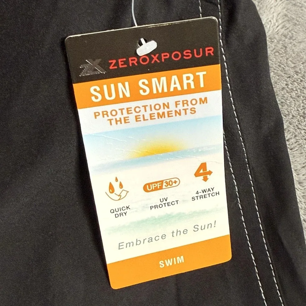 ZeroXposur Swim Shorts Mens 3XL Black Quick Dry UPF 30 Stretch Lined Pockets NWT